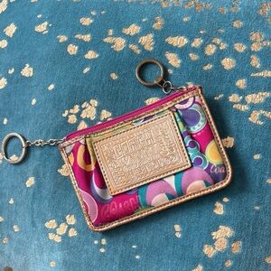 Coach Multicolor Pop Circle Key & Card Holder with Gold Trim